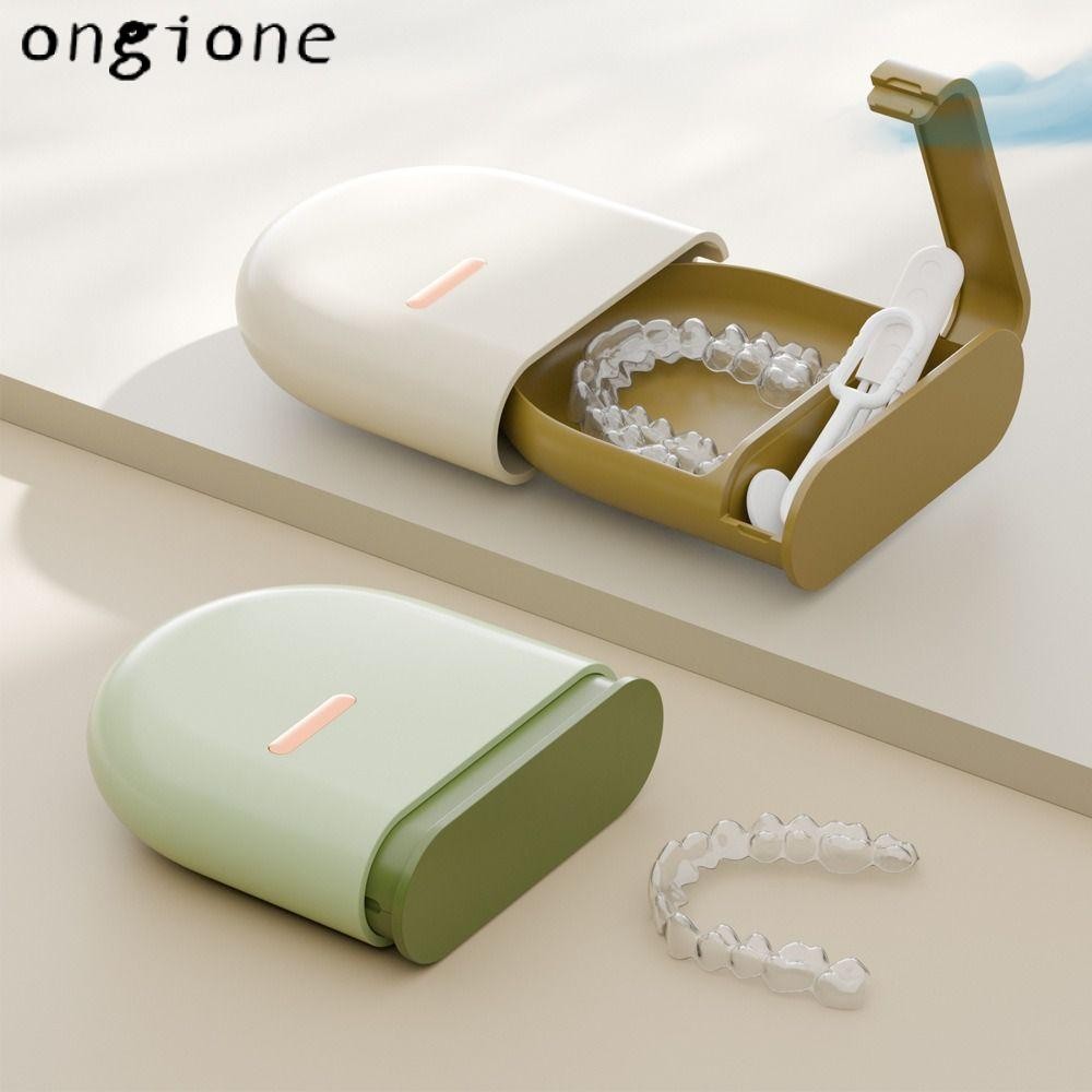 Ongione คอนเทนเนอร์รีเทนเนอร์ฟันปลอม, ABS Mini Braces กล่องเก็บฟันแบบพกพา