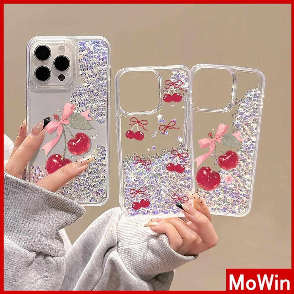 Movin - เคสใส TPU นิ่มสำหรับ iPhone 16 Pro Max iPhone 13 11 Liquid Diamond Quicksand เชอร์รี่แสนอร่อย เข้ากันได้กับ iPhone 15 Pro max 14 13 12 11 Pro max XR XS 7 8Plus