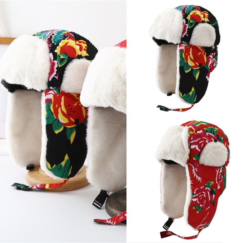 AMOONA Casual Winter Headwear สําหรับผู้หญิงสาว Warm Ushanka Skull หมวก Hooded Stylish หมวกหนา Ushan