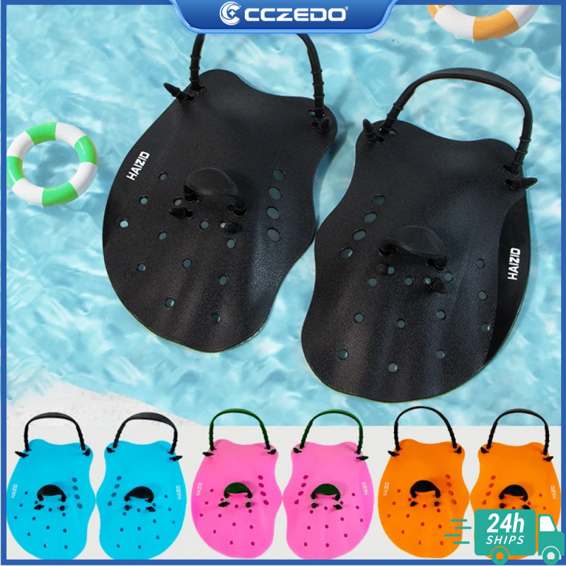 Cczedo ว่ายน้ํา Paddles การฝึกอบรมปรับ Hand Webbed ถุงมือ Pad Fins Flippers สําหรับผู้ชายผู้หญิงเด็ก