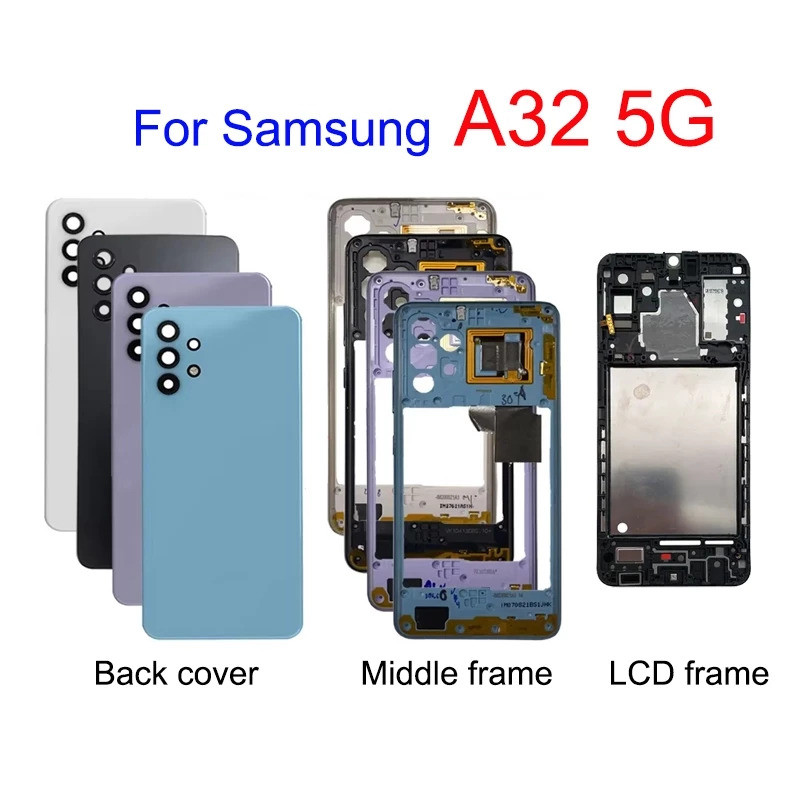 สําหรับ Samsung A32 5G ฝาหลังกรอบกลาง + กรอบด้านหน้า + ถาดซิม