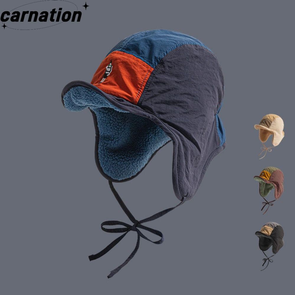 Carnation หมวกป้องกันหู, กันลมสีจับคู่หมวกอบอุ่น, แฟชั่นเย็นหลักฐานหนาย้อนยุคนักบินหมวกฤดูใบไม้ร่วงฤดูหนาว
