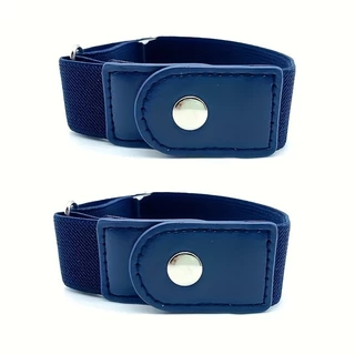 2pcs unisex เข็มขัดยางยืดสีพื้นไม่มีหัวเข็มขัดลำลองเข็มขัดที่มองไม่เห็นคนขี้เกียจ