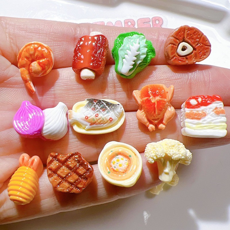 10ชิ้น/เซ็ตจําลองมินิอาหารของเล่นหมูซี่โครงเรซิ่น แฟลตแบ็ค ทําเอง เคสโทรศัพท์เครื่องเขียนกล่องสมุดตกแต่งวัสดุ