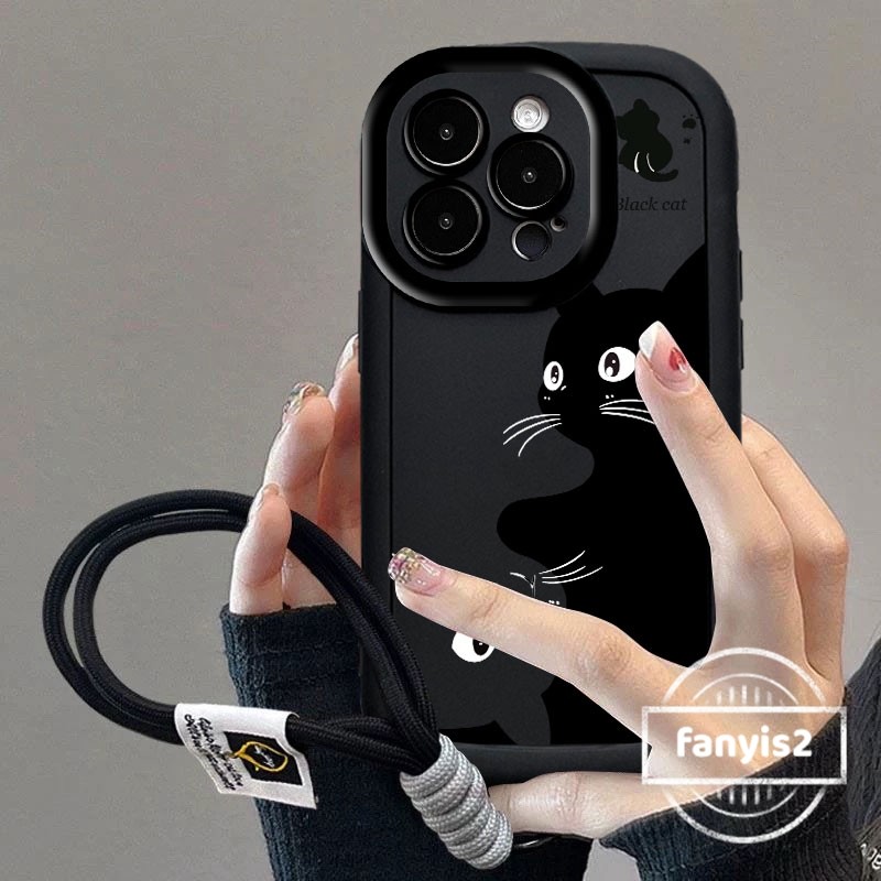 สําหรับ Vivo Y19s Y100 Y03 Y18 Y28 Y17s Y27 Y36 Y35 Y16 Y02s Y22s Y15A Y15S Y21s Y20S Y20i Y12s Y95 Y93 Y50 ฝาครอบโทรศัพท์สีดํากันกระแทกการ์ตูนTPUนุ่ม
