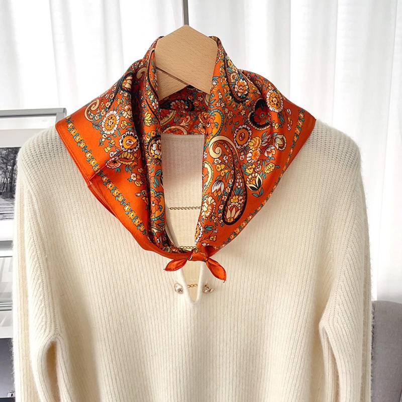 100% Mulberry Silk ผ้าพันคอขนาดเล็กสําหรับผู้หญิงคอ tie ผ้าไหมแท้ผม band 53*53 ซม. Tote กระเป๋าริบบิ้นใหม่ปีของขวัญ 5 รูปแบบ