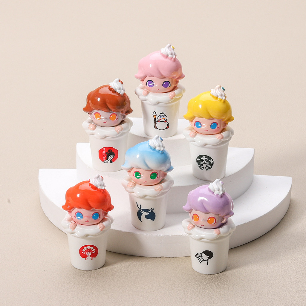 6 ชิ้นน่ารักเครื่องดื่มกาแฟขวด Boy Head 3D เรซิ่น Charms สําหรับ DIY (7-273)