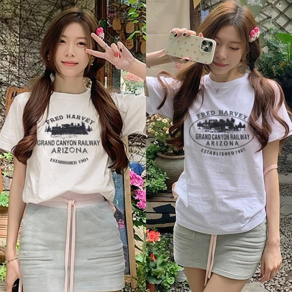 Suysuy พร้อมส่ง เสื้อ แขนสั้น คอกลม แต่งสกรีนลวดลาย เท่ๆ แนววินเทจ ทรงหลวม ผ้าคอตตอน ไม่หนาไม่บาง ใส่สบาย ไม่ร้อน