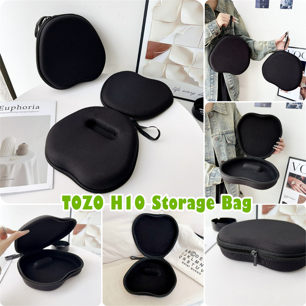 Case Homefor TOZO H10 เคสหูฟังแฟชั่นสีดํา EVA แผ่นรองหูฟังปลอกกล่องชุดหูฟังกระเป๋าเก็บ