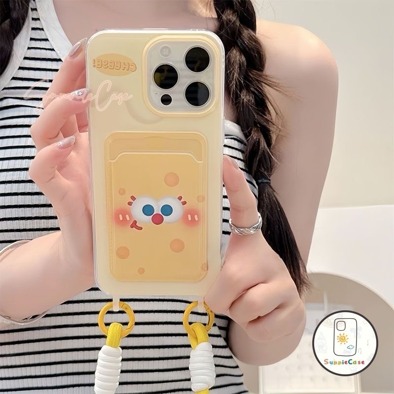 เคสไอโฟน Spongebob Squarepants สำหรับ IPhone 16 12 11 13 15 14 Pro Max XR XS X 8Plus 7Plus Max 7 8 Plus SE สายคล้อง เคส