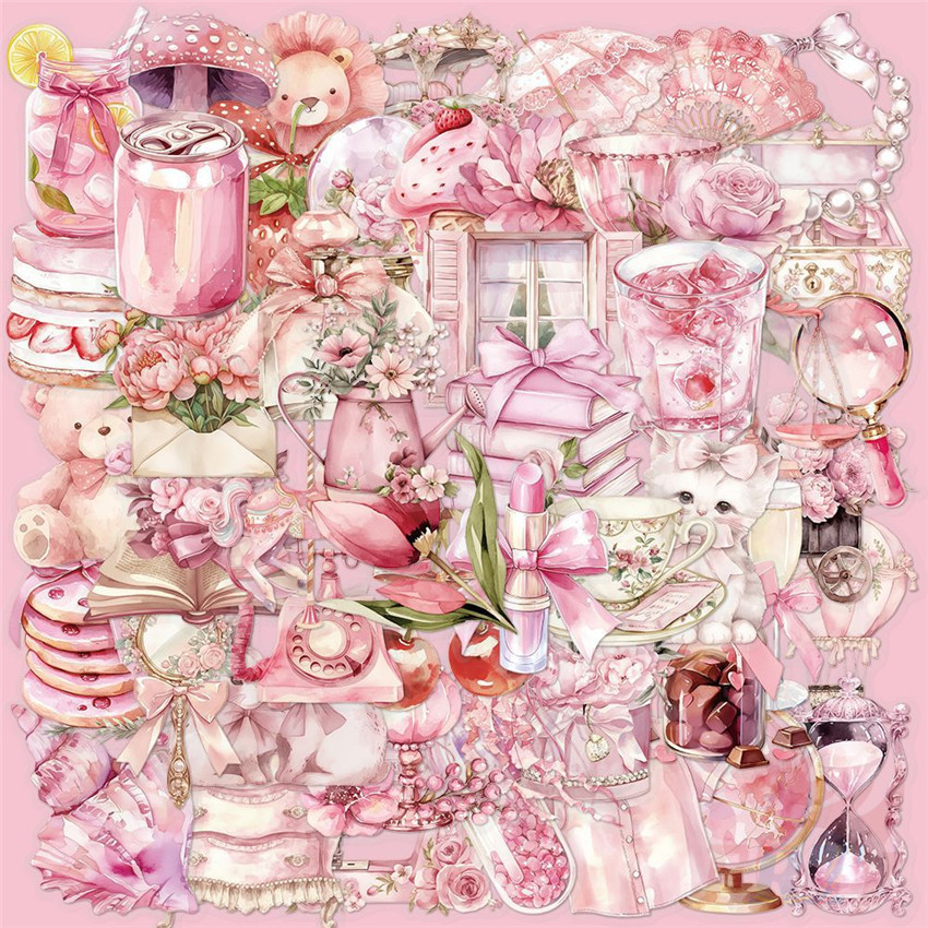 ❉ นิทาน . Pink Girls Art Series 01 สติ๊กเกอร์ PET ❉ 50 ชิ้น/เซ็ต DIY แฟชั่นสติ๊กเกอร์กันน้ํา Doodle สติ๊กเกอร์