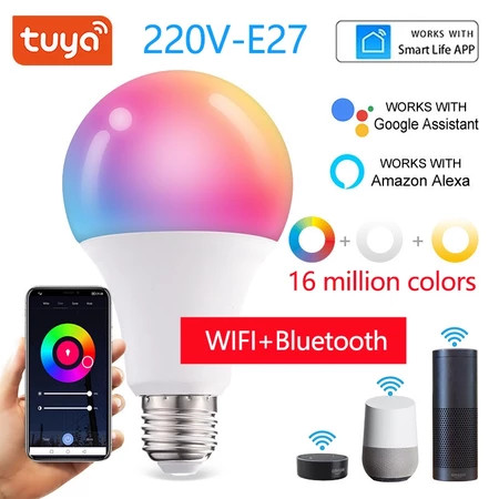 Tuya สมาร์ท WiFi หลอดไฟ LED E27 Alexa LED โคมไฟ RGB Smart Life APP Google Assisant ควบคุมเสียง