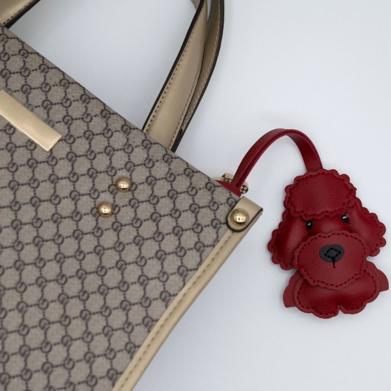 CH* Artistics Dog Form หนัง PU พวงกุญแจ Charm จี้สําหรับปรับแต่งการตกแต่ง