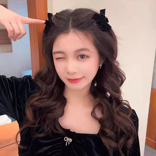 กํามะหยี่สีดํา Bowknot Side Bangs Hairpins สาวหวานหักคว้าคลิป Hairwear อุปกรณ์เสริม 2 ชิ้น