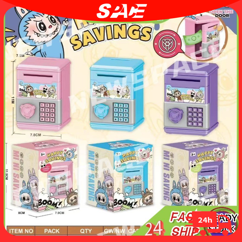 Labubu Kuromi MINI Piggy Bank สําหรับเด็ก Tabung Duit Kanak ATM น่ารักของเล่นเด็กผู้หญิงของขวัญประหยัดเงินการ์ตูนเหรียญ