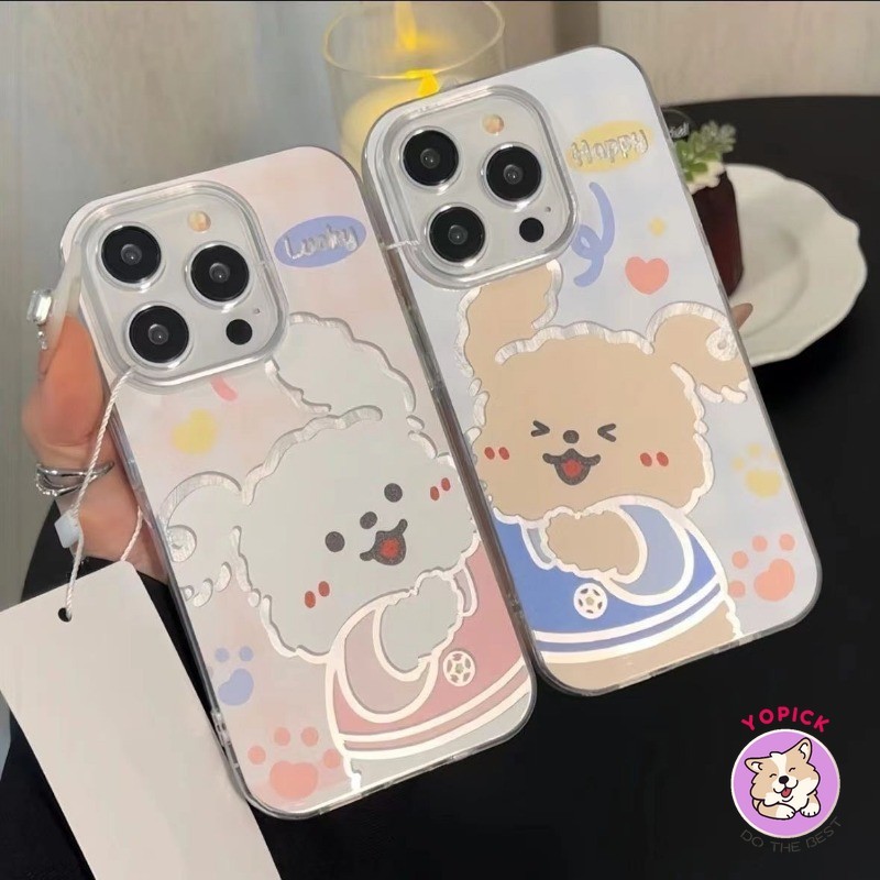 Hug คู่สุนัขเคสโทรศัพท์สําหรับIPhone 16Pro Maxสาว 11 12 13Pro Max 14Plus 15Pro XR XS Max 7 8 Plus SE2020 การ์ตูนฝาครอบโทรศัพท์สําหรับiPhone 16Pro 16Plus Soft Case YS
