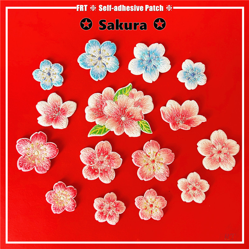 ☸ Ins - แผ่นแปะสติ๊กเกอร์มีกาวในตัว Sweet Sakura ☸ 1 ชิ้น DIY เหล็กบนเย็บเสื้อผ้ากระเป๋าอุปกรณ์เสริมตกแต่งป้ายแพทช์