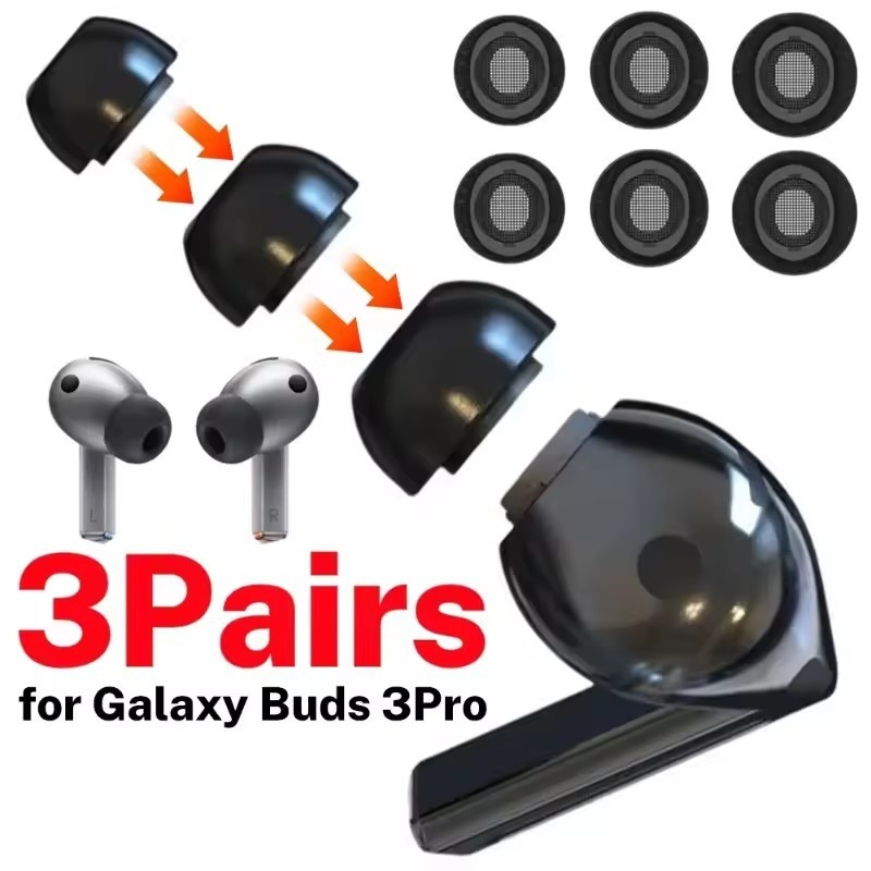 จุกหูฟังฟองน้ําหน่วยความจํา 3/1 คู่สําหรับ Samsung Galaxy Buds3 Pro - จุกหูฟังทดแทนซิลิโคนอ่อนนุ่ม -