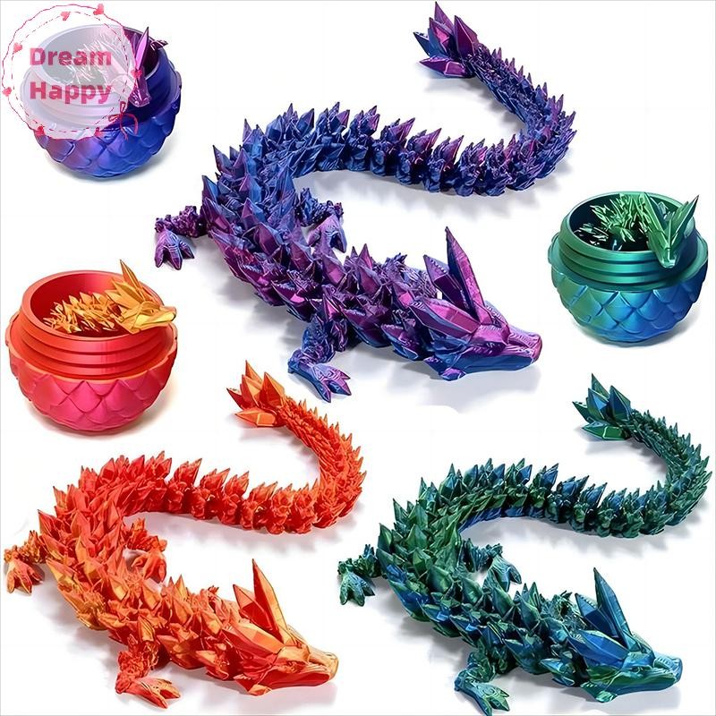 Dreamhappy 3D พิมพ์มังกรในไข่ Full Articulated Dragon Fidget ของเล่นโฮมออฟฟิศหมุนได้ Articulated Dragon Egg Ideal ของขวัญสําหรับเด็ก TH