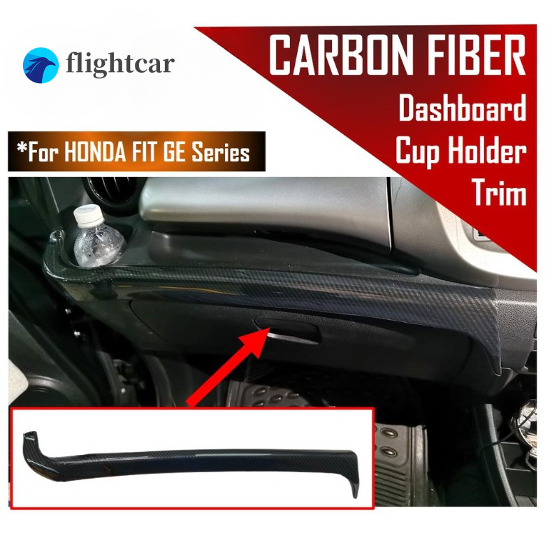 Honda Jazz/Fit GE GE6 GE8 2008-2014 Dashboard Cup Holder แผงคาร์บอนไฟเบอร์ Trim อุปกรณ์เสริม