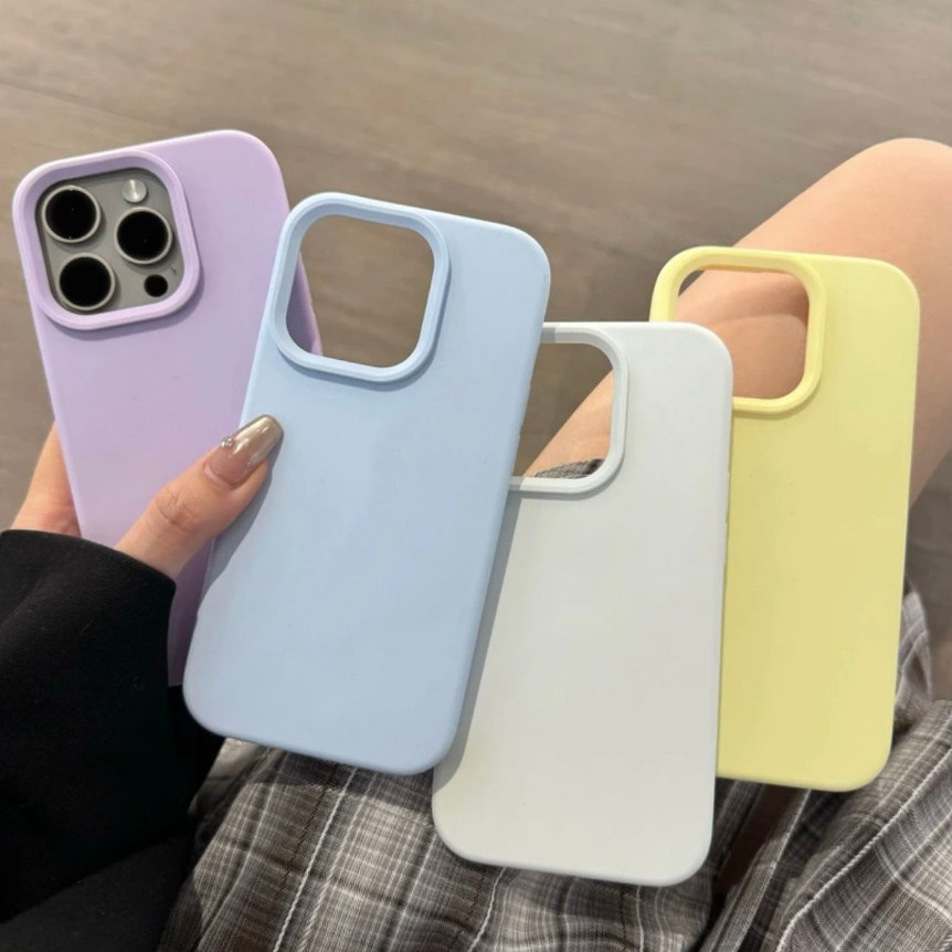 เคสกำมะหยี่โลโก้ เนื้อซิลิโคน สีพื้น สำหรับ รุ่น iPHONE 16 15 14 13 12 11 Pro Promax  กันเปื้อน บุกำมะหยี่ เคสลบรอยได้