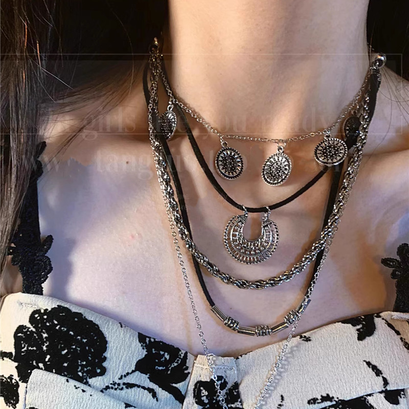 Y2k subculture/cyberpunk/gothic accessories吉普~k 多ยาวสไตล์สร้อยคอ pokene风饰品古银项链 24.12.28