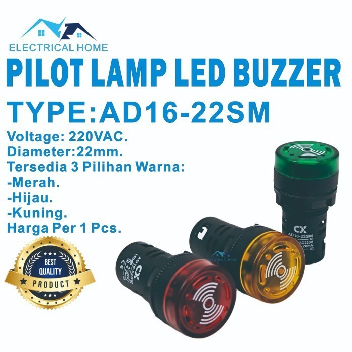 โคมไฟนักบิน LED BUZZER 22mm 12VDC/24VDC/220VAC คุณภาพดีที่สุด