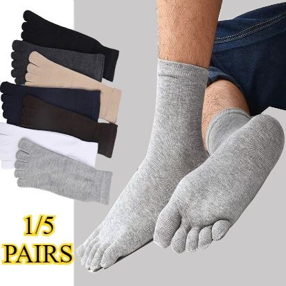 ผู้ชายถุงเท้าผ้าฝ้ายห้านิ้ว-กีฬาวิ่งสีทึบสีดําสีขาวสีเทาถุงเท้าชาย
