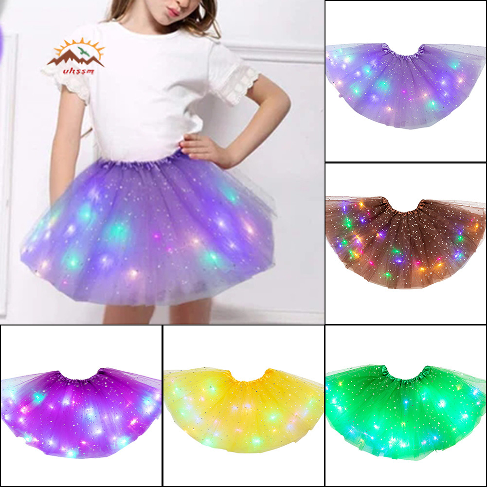 Luminous LED Fluffy กระโปรงสําหรับสาวน้ําหนักเบา Breathable Party กระโปรงสําหรับคริสต์มาส
