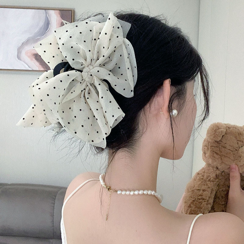 Super Fairy Gauze Polka Dot Big Bow กิ๊บติดผมขนาดใหญ่
