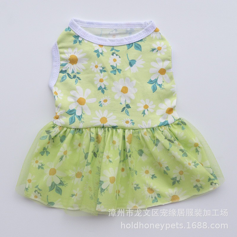 Pawsfun Dog Spring Summer Thin Cotton Dress Small Medium-Sized Dog Princess Vest Dress