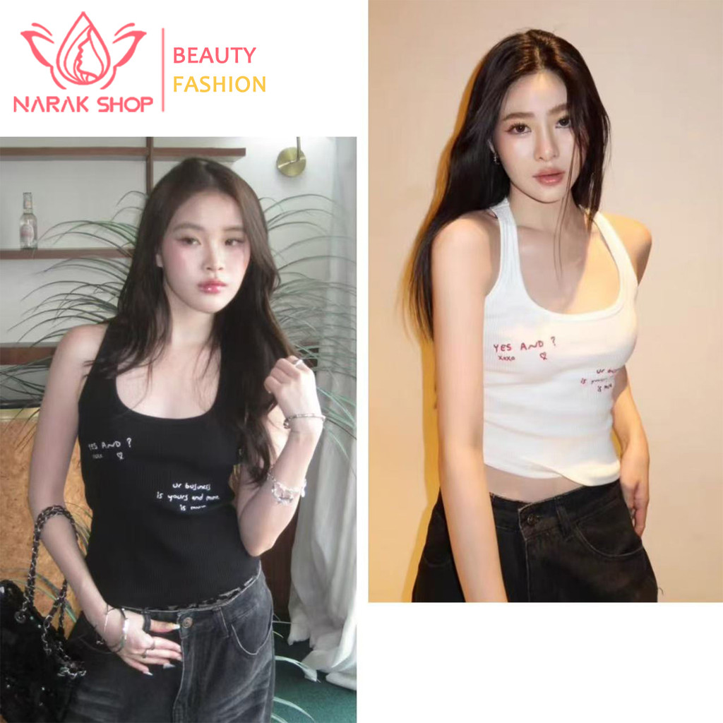 เสื้อกล้ามพิมพ์ลายอักษร ผ้าร่องเนื้อดี