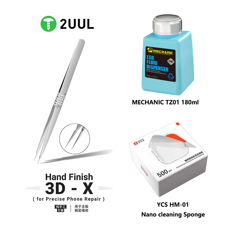 2UUL TW02 3D-X แหนบมือสําหรับโทรศัพท์มือถือการบํารุงรักษา Flying Wire Spot เชื่อม Tweezer IC ชิป Micro Repair Forceps เครื่องมือ