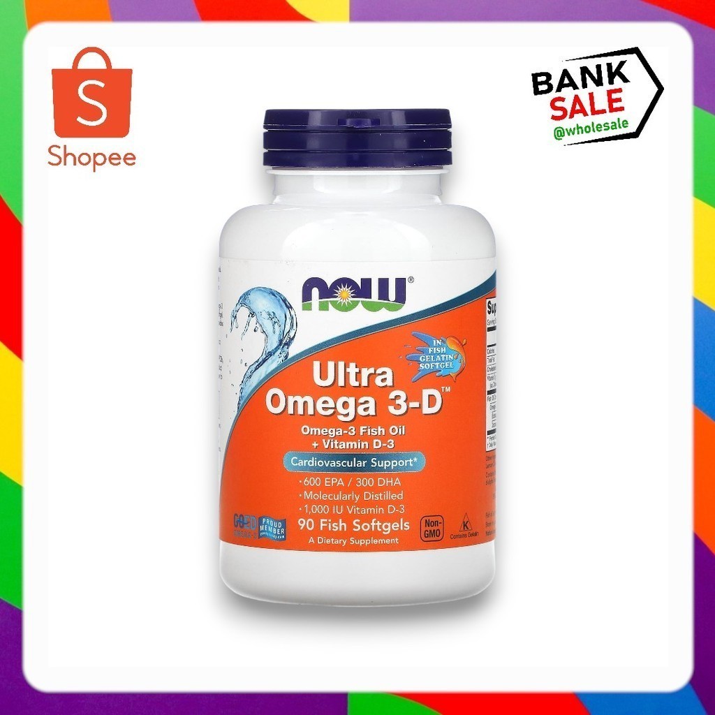 📢พร้อมส่ง 🔔  NOW Foods, Ultra Omega 3-D, EPA 600 มก./ DHA 300 มก.