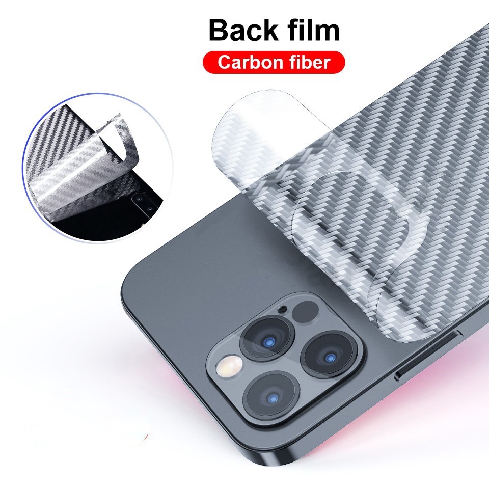 Carbon Fiber ฟิล์มกันรอย For iPhone 13 11 16 14 15 Pro Max 12  Mini XR X Xs Max 7 8 Plus 6s SE ฟิล์มกระจกกันรอยนิ้วมือ