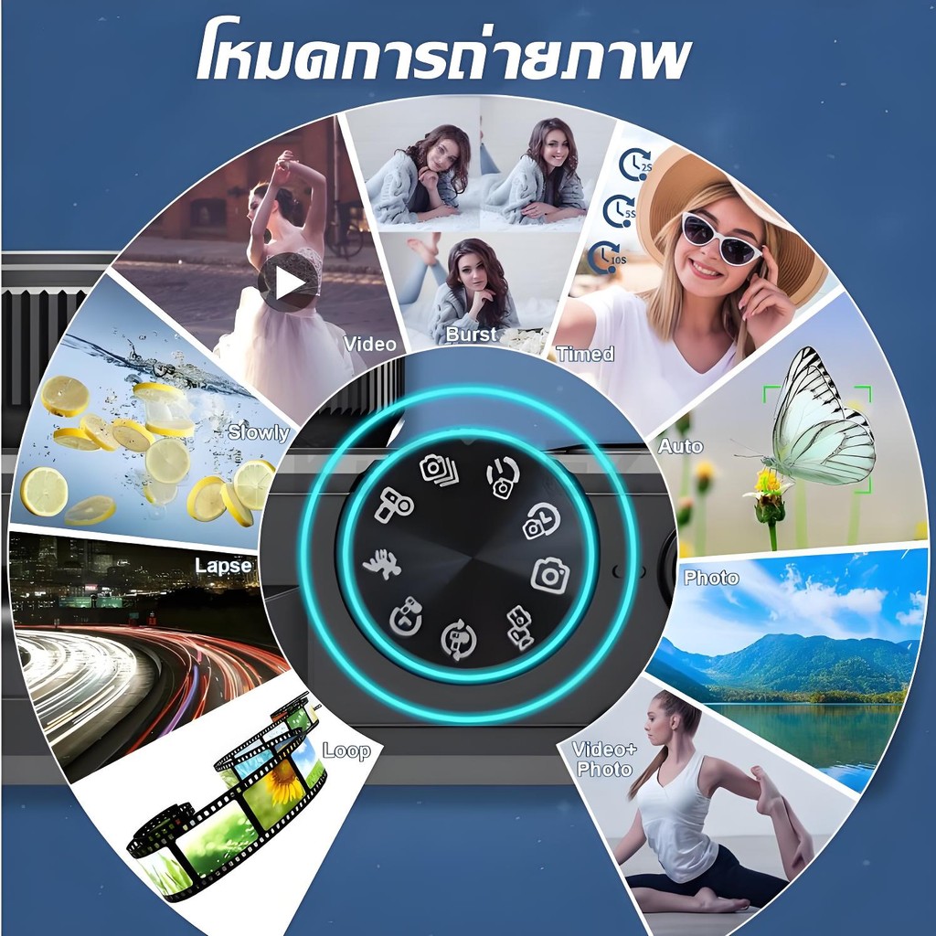 กล้องดิจิตอล 75MP 5K พร้อมซูมออปติคัล 18X 180° หน้าจอพลิกสําหรับเซลฟี่ การเชื่อมต่อ WiFi