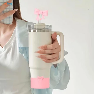 ฝาครอบฟาง & ขวดน้ําซิลิโคน Boot & ขวดน้ําจี้ชุด, Bowknot Shape Straws ฝาปิดและจี้, Tumbler Boot สําหรับ Stanley Owala Tumbler