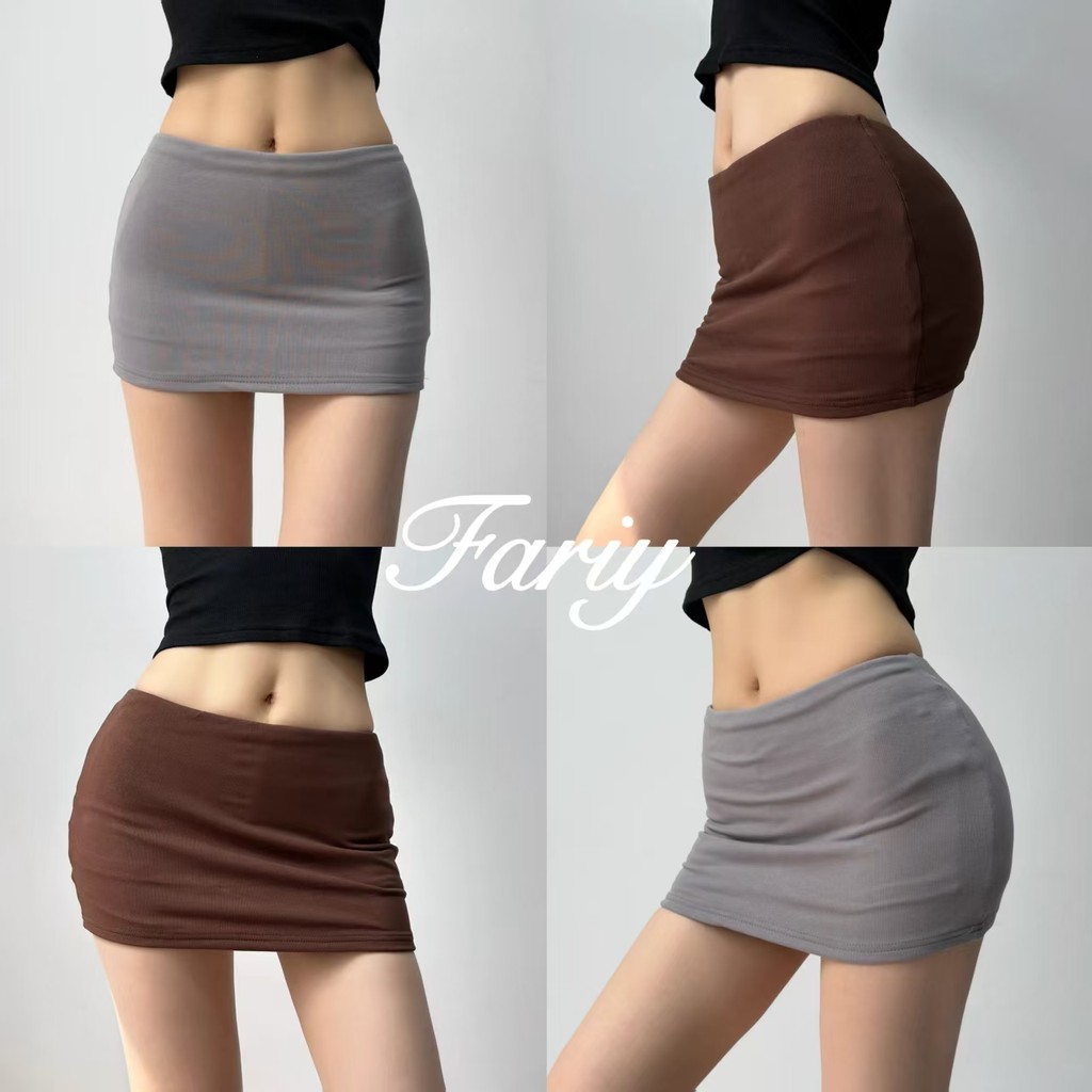 Fariy🍒มีสินค้า🍒 กางเกงกระโปรงสั้นรัดรูปเอวสูงสไตล์อเมริกันสำหรับผู้หญิงในช่วงฤดูร้อน