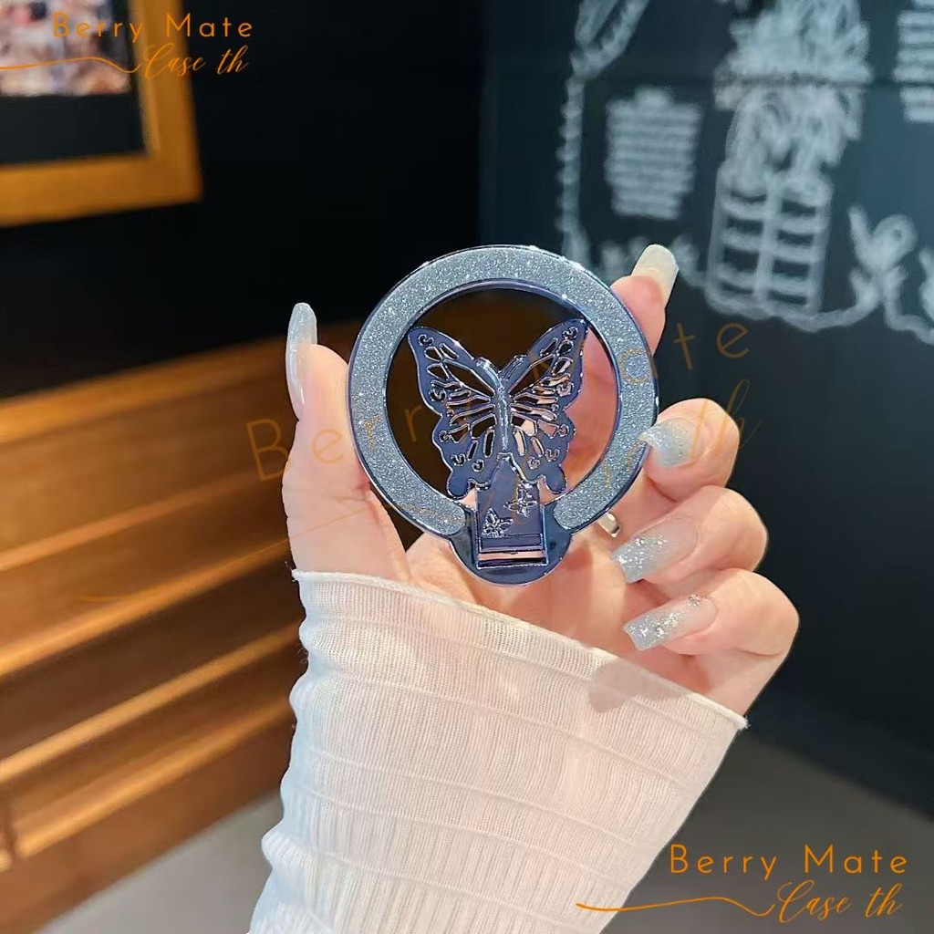 การชาร์จ แม่เหล็กติดโทรศัพท์ ขาตั้งเคสมือถือ แหวนแม่เหล็วงเพชรผีเสื้อ ใช้พร้อมกับโทรศัพท์หลายรุ่นได้ สะดวกการวางโทรศัพท์ - รูปที่ 5