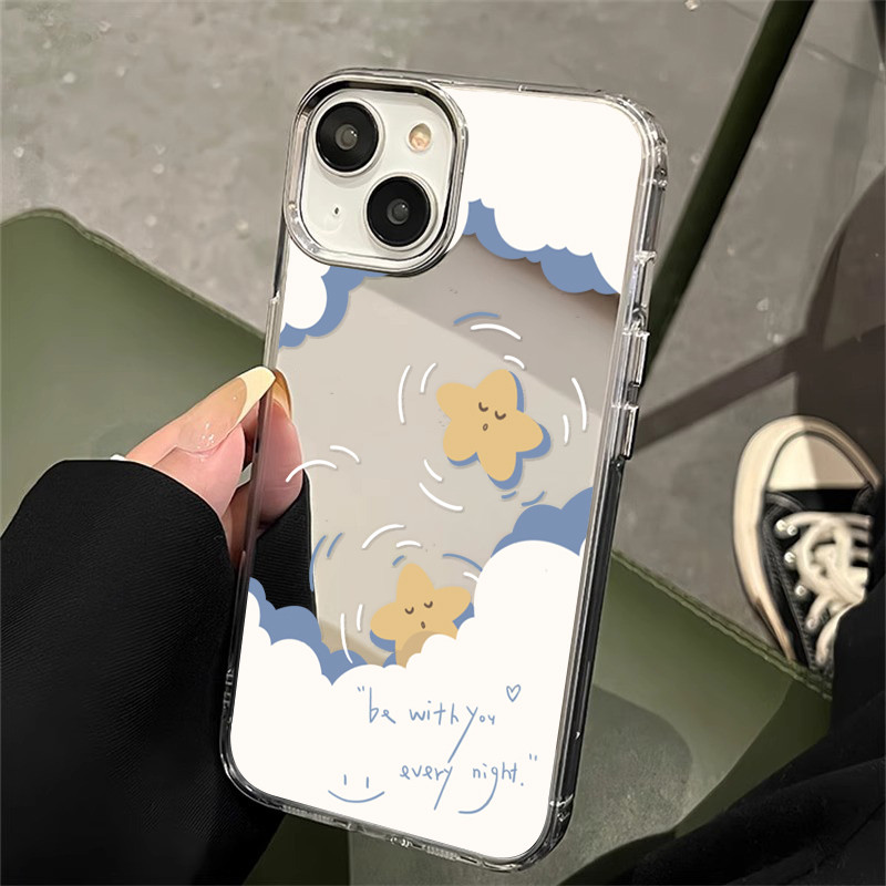เคสโทรศัพท์รูปดาวว่ายน้ำ For iphone 11 12 13 14 15 16 Pro MAX 14 15 16 Plus X XR XSMAX 7Plus เคสป้องกันกระจกแต่งหน้า