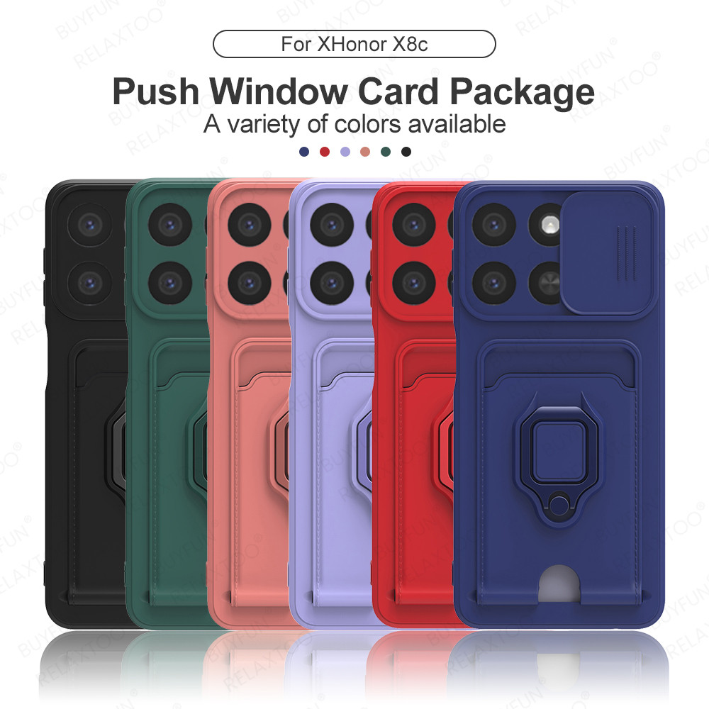 สําหรับ Honor x8c Push Window กล้องป้องกันกรณี Honor x8c x8c Honor X8 C รถผู้ถือแหวนแม่เหล็กการ์ดกระ
