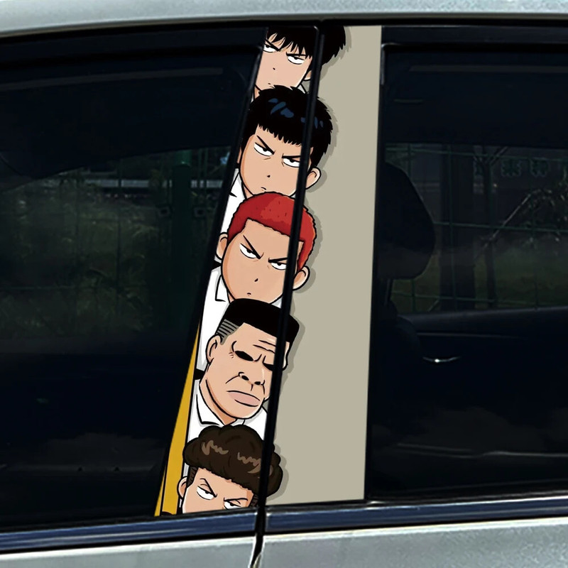 2x บาสเกตบอลอะนิเมะเด็กรถ B-เสาสติ๊กเกอร์ศูนย์คอลัมน์ปก D ecals