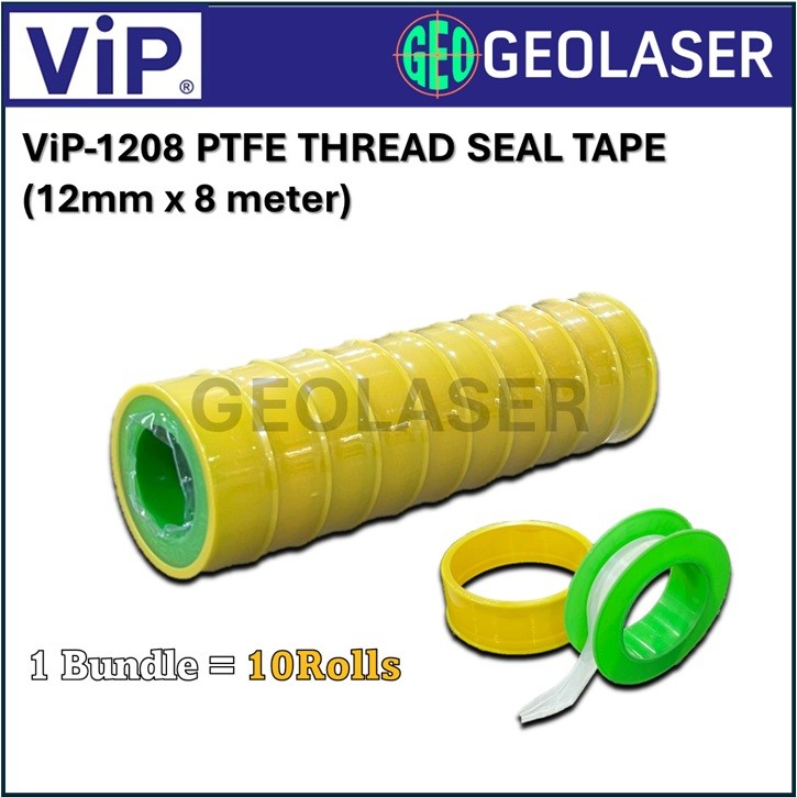 Vip PTFE Thread Seal Tape เทปสีขาว คู่แอร์ (12mm x 8M) 10 ม้วน
