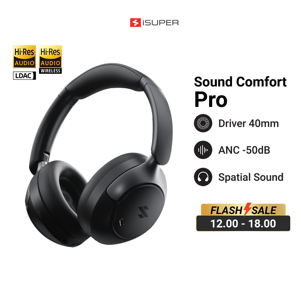 [ลดเหลือ 1351] iSUPER SOUND COMFORT PRO หูฟังไร้สาย หูฟังครอบหู Headphone รองรับ Hi-Res Wireless LDAC ANC-1Y