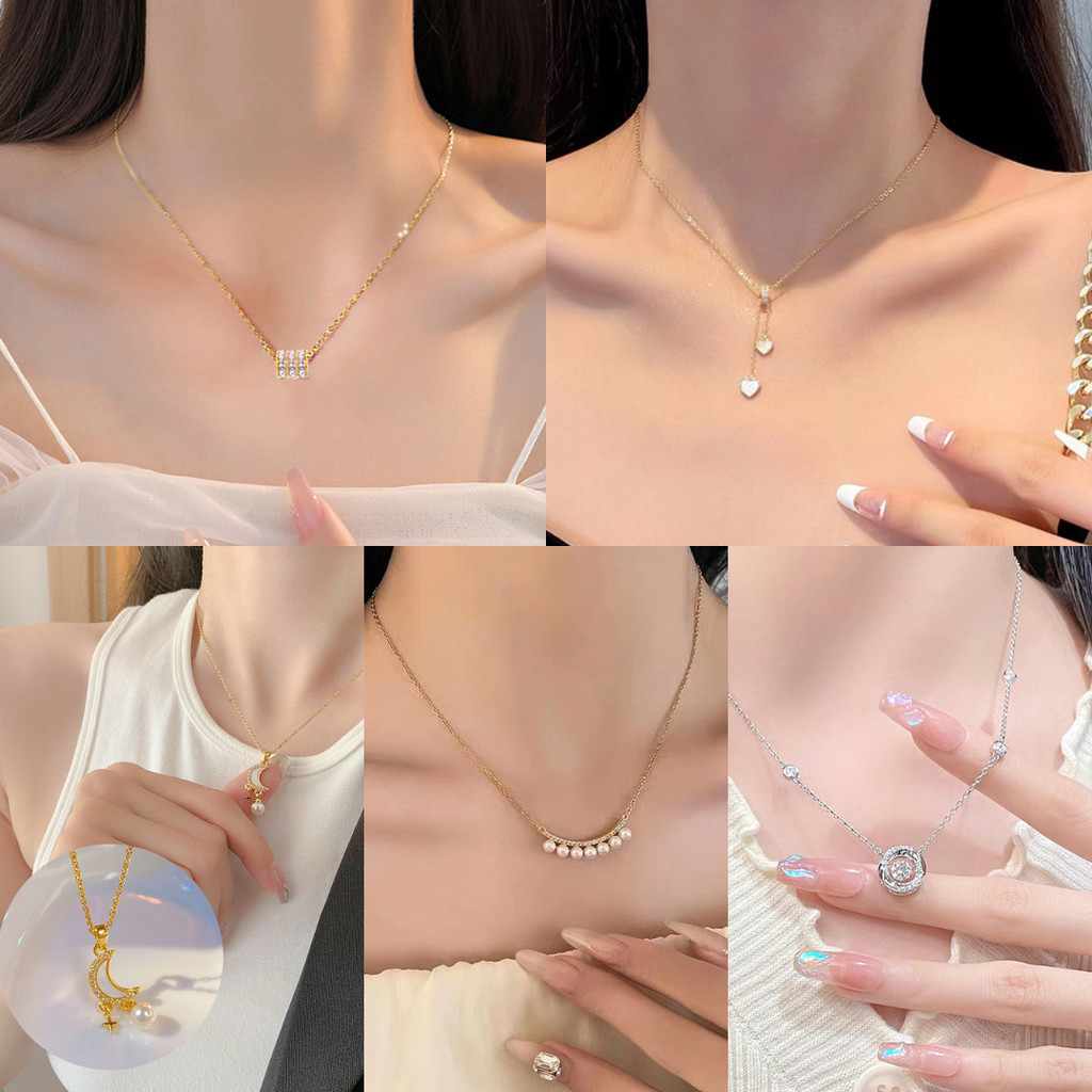 รวมสร้อยคอแฟชั่น พร้อมจี้ มีให้เลือกหลายแบบ ไม่ลอก ไม่ดำ เครื่องประดับแฟชั่น สำหรับผู้หญิง สไตล์เกาหลี พร้อมส่ง