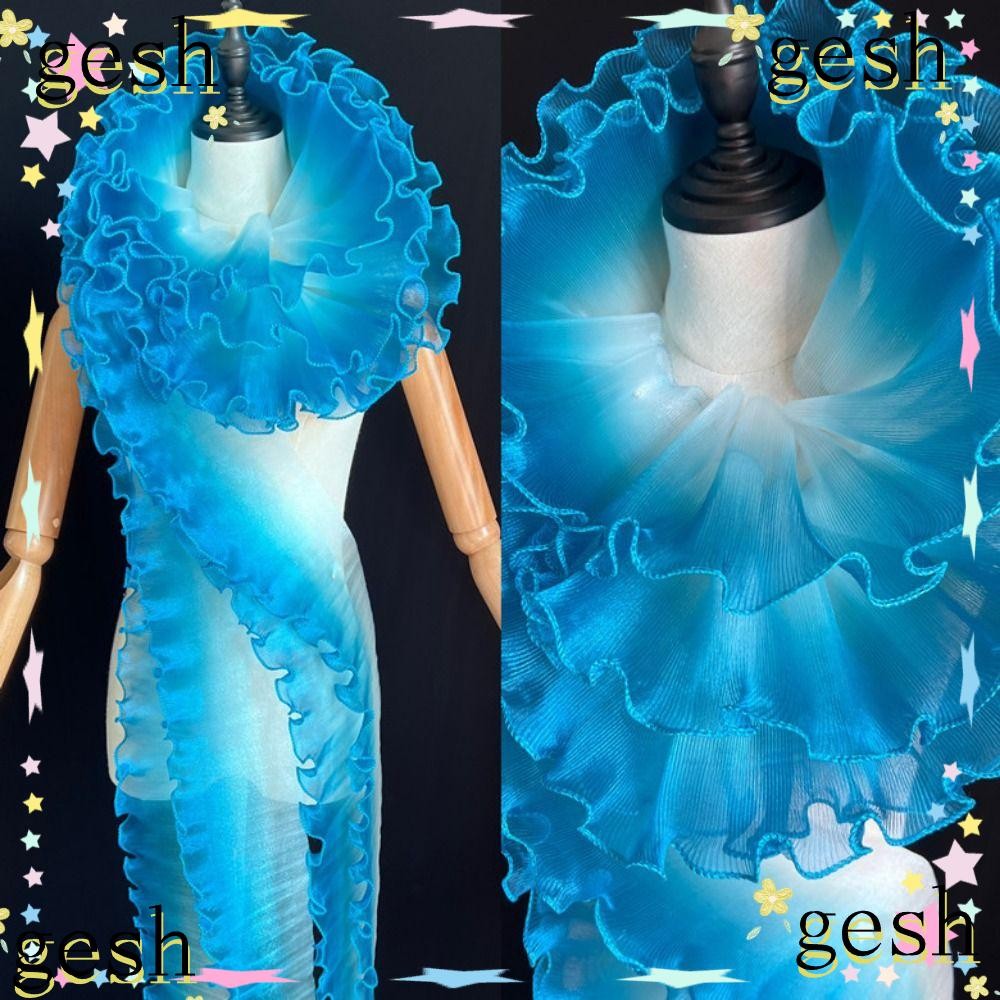 GESH1 Flounce Wave ผ้าลูกไม้, 2 หลาสีไล่ระดับสีจีบตาข่าย Organza, DIY จัดแต่งทรงผมเย็บ Ruffle ชุดอุปกรณ์เสริมแฟชั่นจีบ Ruffle ผ้าลูกไม้