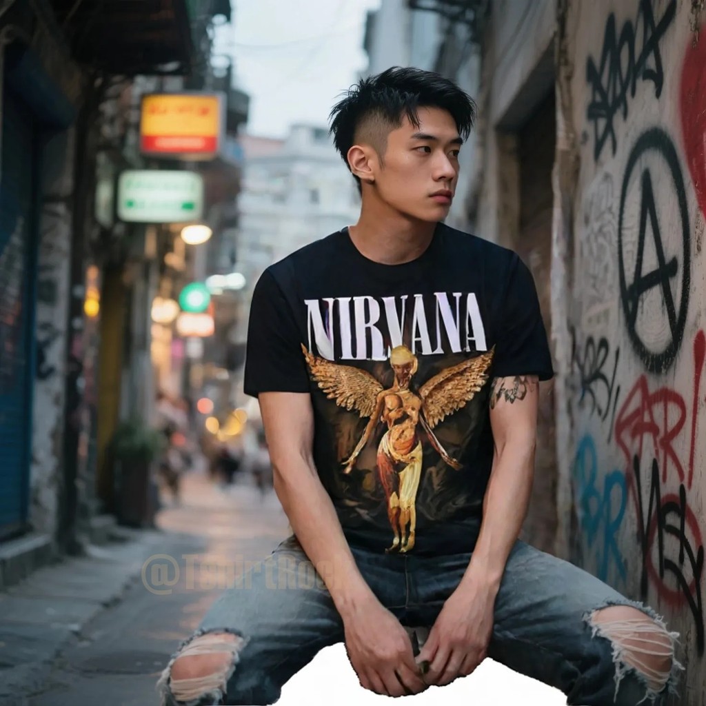 เสื้อวง Nirvana เนอร์วานา อัลบั้ม In Utero ปี 1993 | ลายเทวดาดาร์ก | เสื้อร็อกเท่ๆ | RCM1957