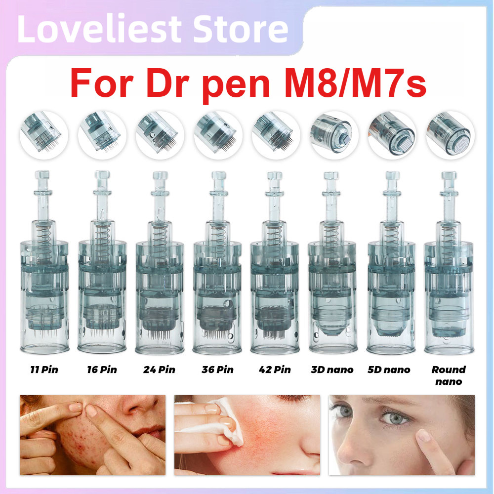 Dr Pen M8/M7s วัสดุสิ้นเปลืองทดแทน 16pin, 36pin, 42pin Nano Round MTS Microneedleing Skin Care BB Glow Makeup (1 ชิ้น)