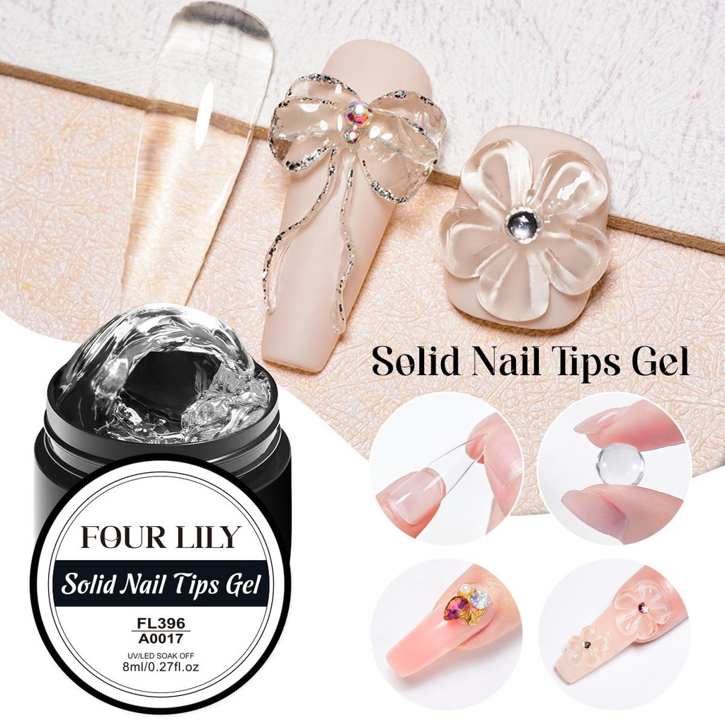 FOUR LILY 8ml เจลทิปเล็บ 4 อิน 1 เคล็ด ติดทิป+ขยาย+ปิดท้าย+เข้มข้น นาฬิกา10วัน ง่าย คัสตอมศิลปะเล็บเอกลักษณ์ เจลเล็บโซคอฟ ยูวี เอเลดี