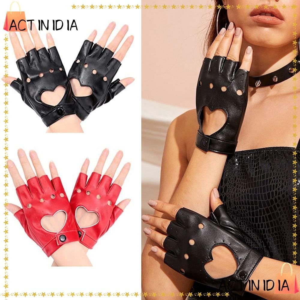 Actinidia ถุงมือหนัง PU Gothic lolita Performance Mittens ผู้หญิงผู้ชายคอสเพลย์ Mittens